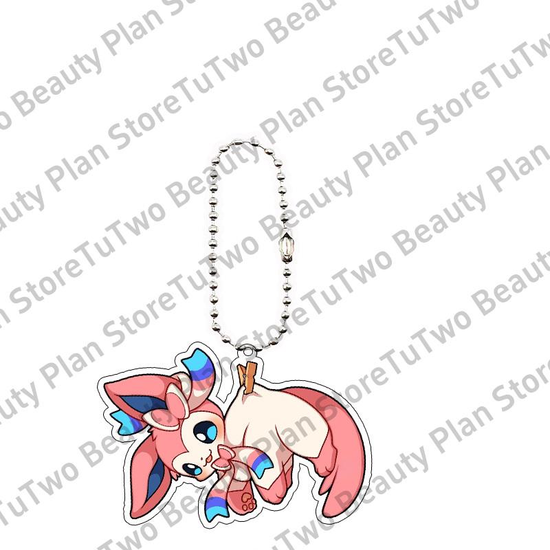 Creative Classics Eevee Anime Acrylic Keychain Pendant Decor Cartoon Umbreon Eevee Espeon Glaceon Jolteon Bag Key Ring Charm