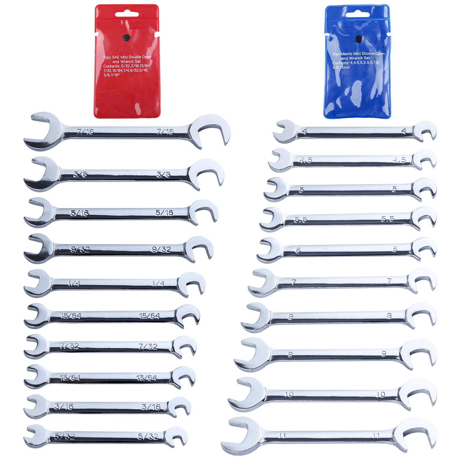 

INJOYTEC Thin Wrench Extra Short Wrench Mini Wrench Wrench Wrench with Storage Hex Tightening and Narrow Gap Work Tools Set, Small, 20-Piece Set,