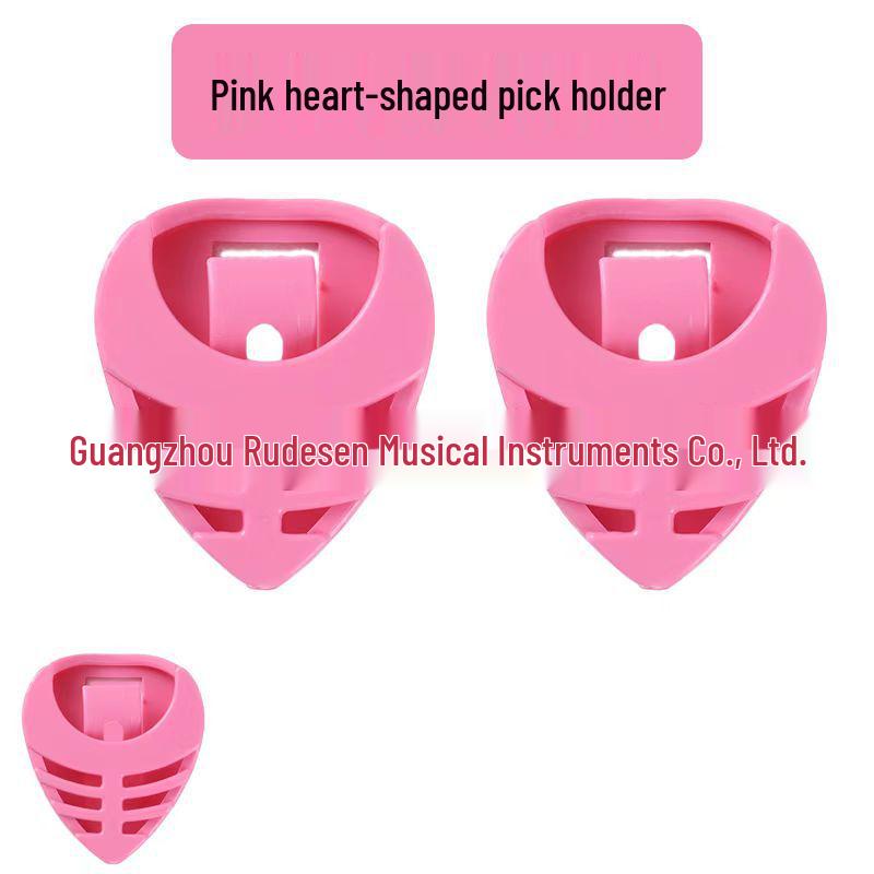 Heart-Shaped Guitar Plectrum Box with Adhesive Triangle Clip and Effects Pedal Accessories