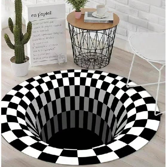 

Round Carpet Mat New 3D Visual Illusion Spiral Rug Floor Mats for Bedroom Living Room Decoration Creative Rugs The Black Trap Diameter 60cm(23 in)