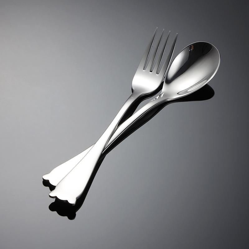 304 din oțel inoxidabil în formă de panda furculiță lingură veselă pentru copii coreeană desert furculiță lingură oglindă lustruită portabil