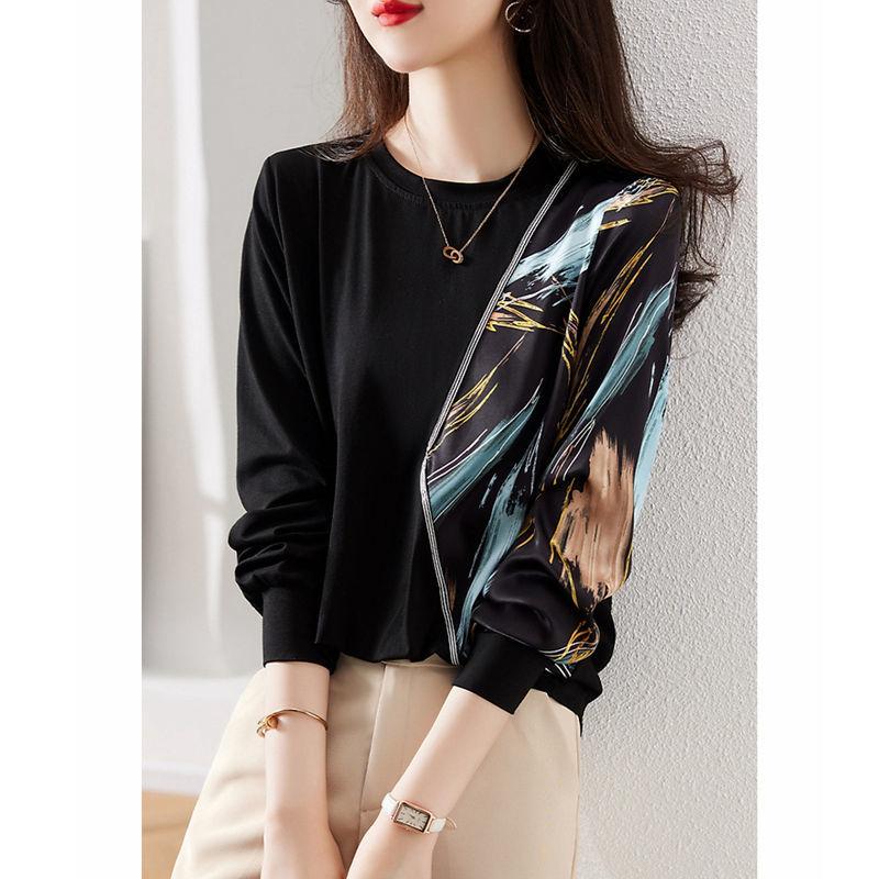 Simplicity Asymmetrical Patchwork Women's Clothing T-Shirts Pullovers Loose Geometric Round Neck Spring Summer Thin Casual Tops