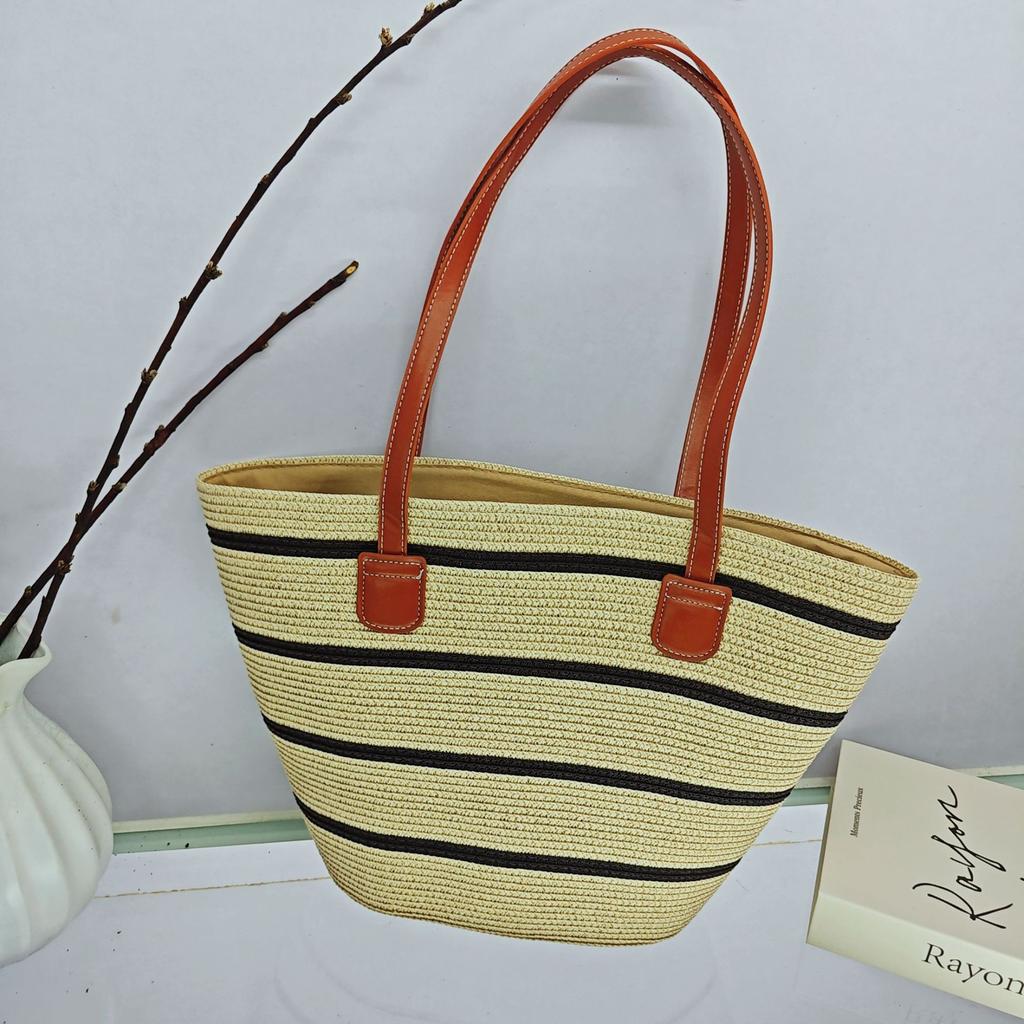 Strohtasche Damen Sommer Rattan Tasche Tragetasche Wind Schulter Strandtasche Nische Literarisch Neu