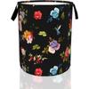 Laundry Hamper, Vintage Rose Peony Poppy Flower Laundry Basket,Waterproof Foldable Storage Bin For Bedroom,Clothes Organizer
