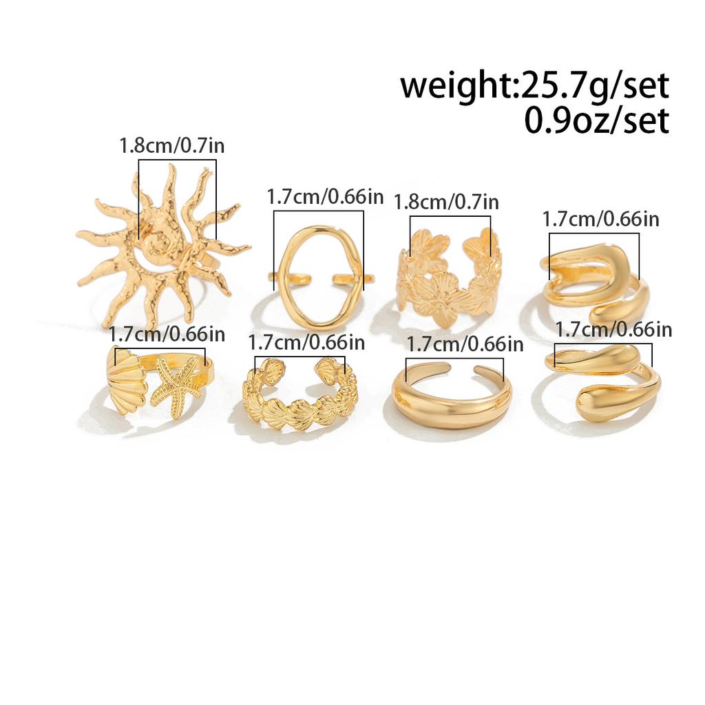 DIEZI Hip Hop Metal Starfish Finger Rings For Women Girls Men Punk Gold Silver Color Sun Flower Knuckle Joint Ring Jewelry