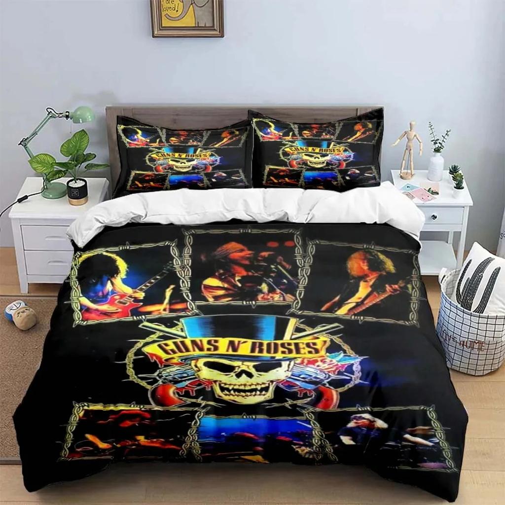 3D Tisk Guns N Roses GNR Kapela Retro Ložní Souprava Chlapci Dívky Twin Queen King Size Povlak na Přikrývku Povlak na Polštář Postel Chlapci Dospělí