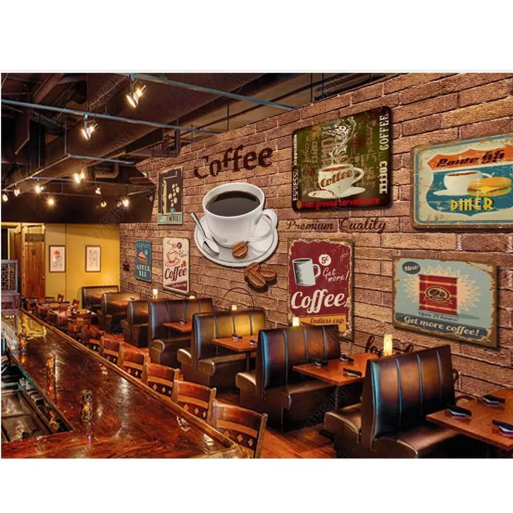 Hand Drawn Vintage Coffee Home Decor In The Living Room Custom 3d Photo Wallpaper