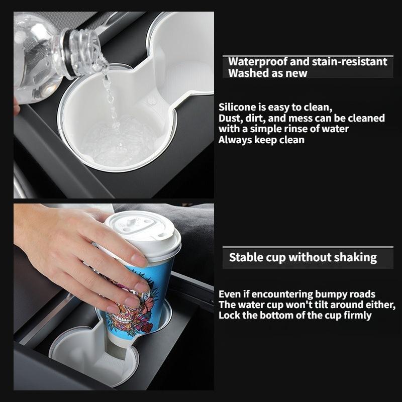 For Tesla Model Y Juniper 2025 Center Console Storage Organizer Box Tray Armrest Hidden Box Cup Holder New Model 3 Highland 2024