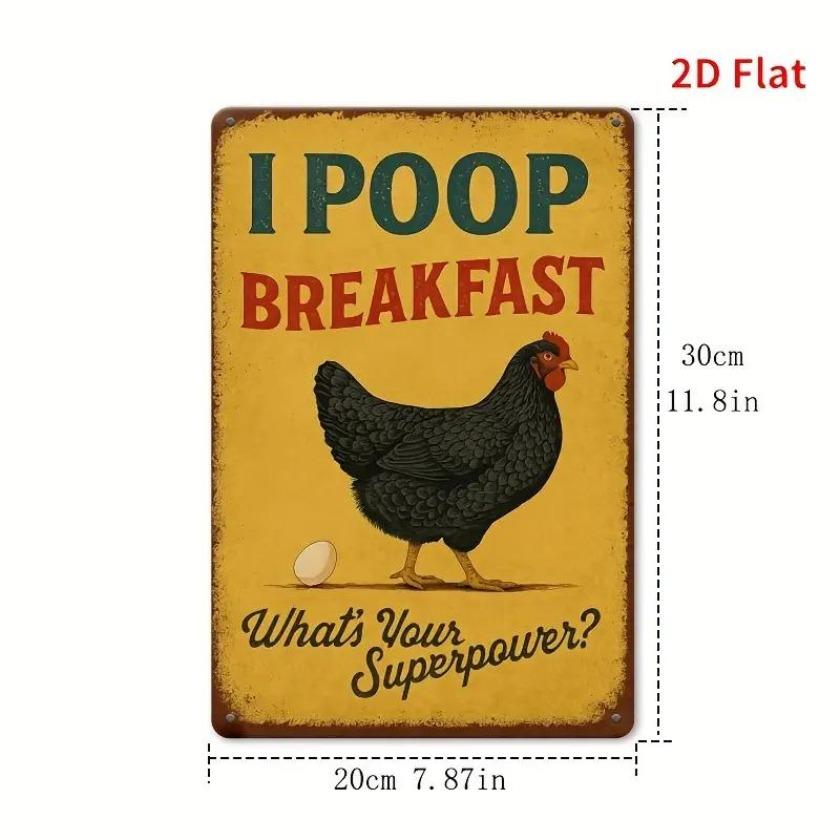 Vintage Metal Wall Art Rooster Egg Design Rustic Farmhouse Kitchen Bathroom Decor 20x30cm