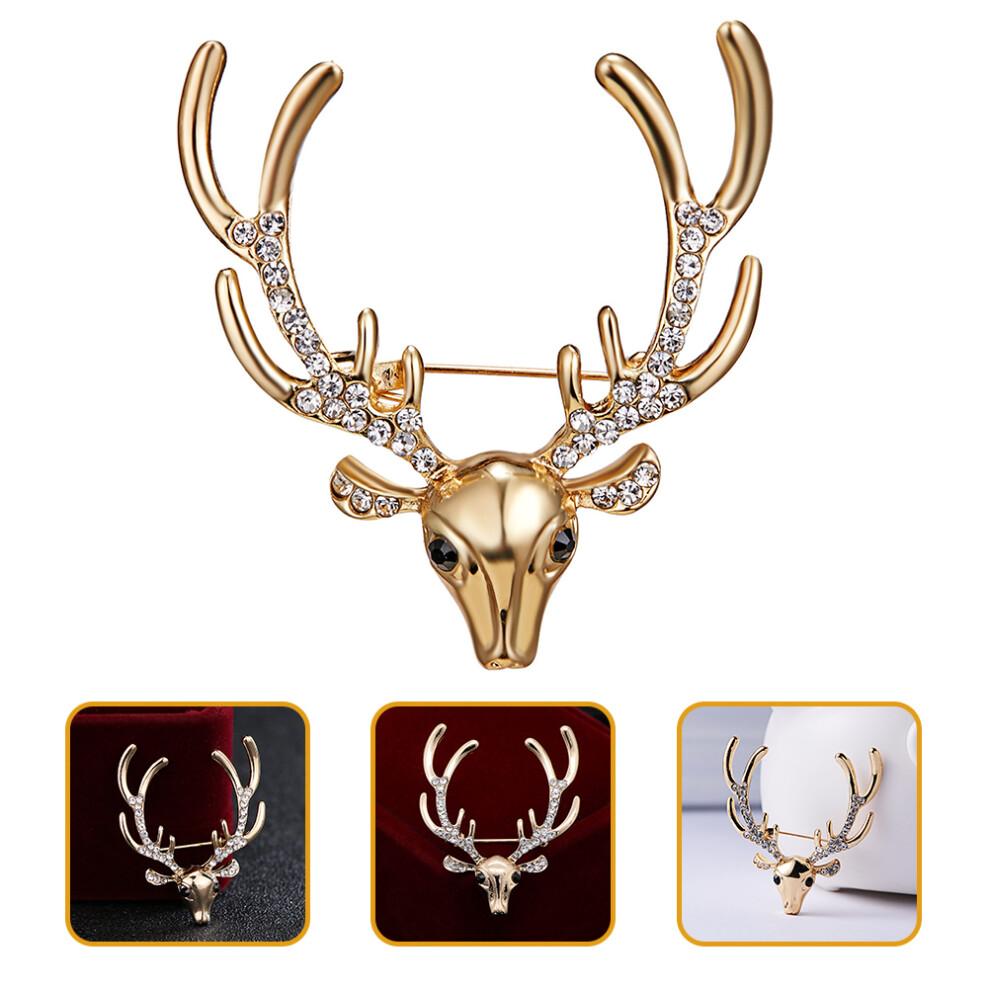 Deer Head Brooch with Antlers, Suitable for Wearing on Clothing