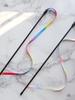 Rainbow Ribbon Cat Teaser: Double-Sided Toy with Long Pole and Seven-Color Streamers
