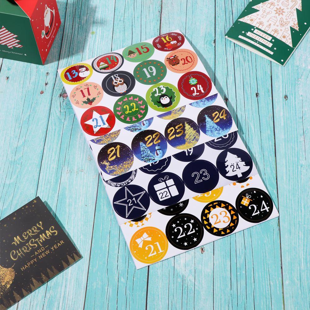 Merry Christmas Gift Packaging Paper Stickers Advent Calendar Adhesive Label Number Stickers