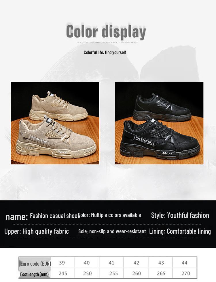 Men's Breathable, Versatile Work Shoes - Korean Style, Thick Sole for Construction & Sport