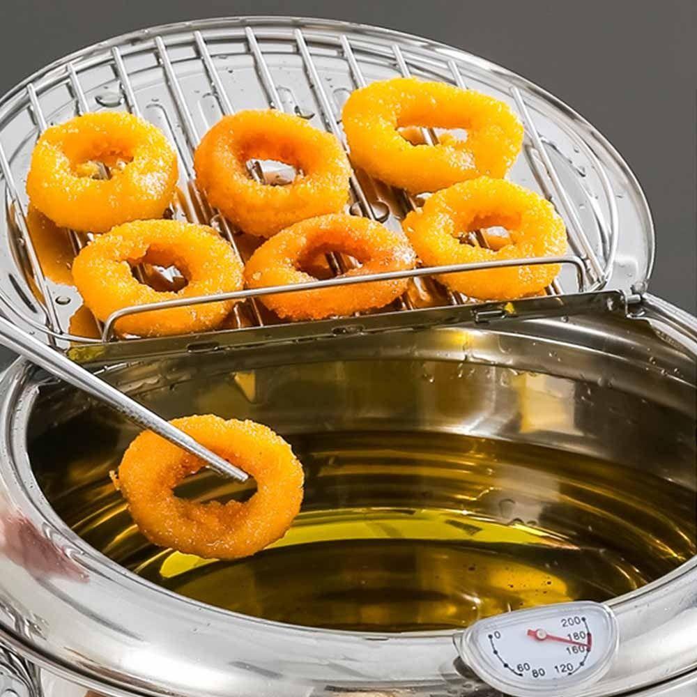 2.2/3.2/4.2L Tempura Fryer Pan Stainless Steel Fryer Pot Deep Frying Pot  Household Cooking
