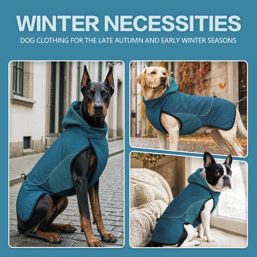 Waterproof Dog Coat with Hood Reflective Winter Pet Jacket Warm Windproof Fleece Lined Dog Clothes for Large Medium Dogs