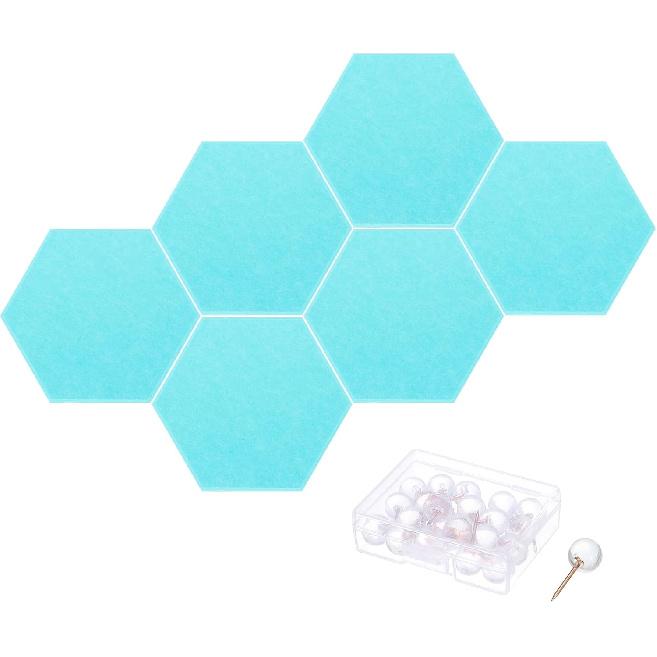 PATIKIL Felt Bulletin Board, 12"x10", 6 Packs Self Adhesive Hexagon Felt Tiles for Sound Proofing Wall Panels for Home Office Recording Studio,Game