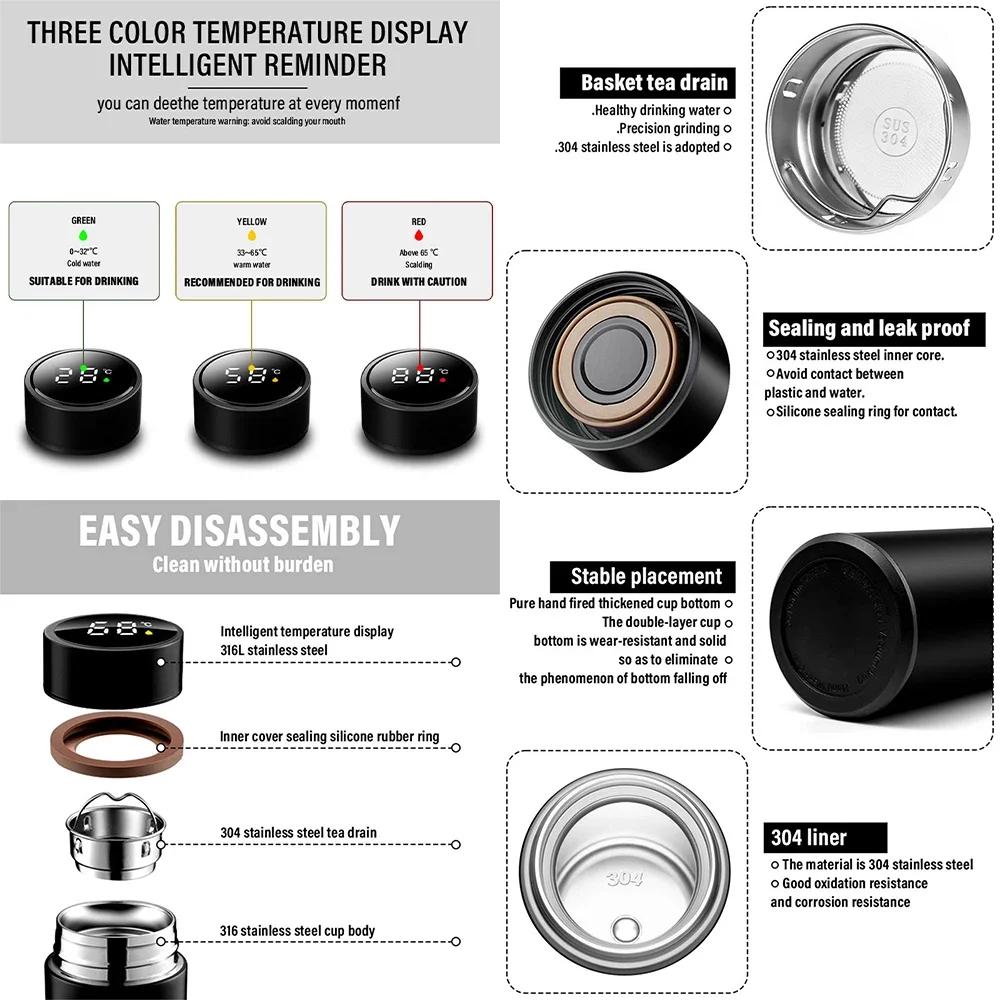 Autoaufkleber Tesla 500ml Edelstahl Intelligente Thermosflasche Temperaturanzeige Thermobecher Geschäftsgeschenk Für Tesla Model 3 S M
