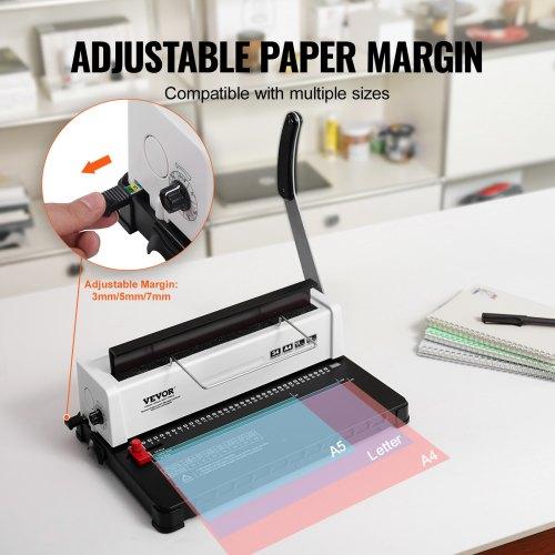 VEVOR Coil Spiral Binding Machine, Manual Book Maker 34-Holes Binding 120 Sheets, Punch Binder Adjustable 4.76 mm - 14.29 mm Coil Binding Spines