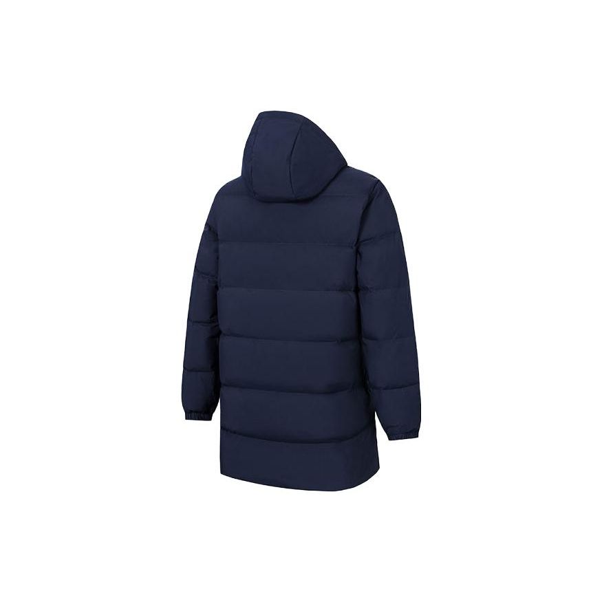 Anta Solid Color Zipper Hooded Mid-Length Down Jacket Men Outerwear Midnight-Blue 952341903-4
