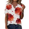Women's Casual Halloween Print V Neck Short Sleeve Button Front T Shirt Top Lightweight Comfortable Summer Blouse