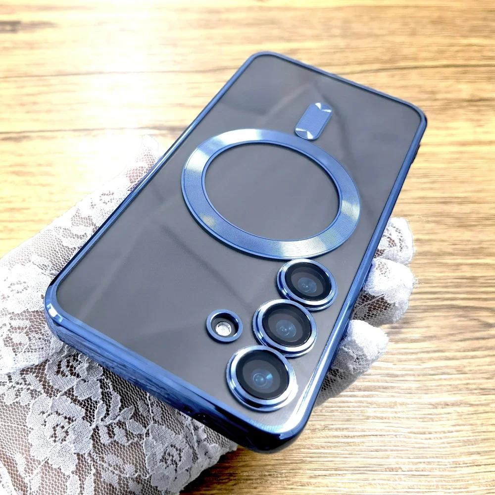 Transparent TPU Case For Samsung Galaxy S25 S24 S23 S22 S21 S20 Ultra Plus FE S24Plus S23Plus Note 20 For Magsafe Charge Cover