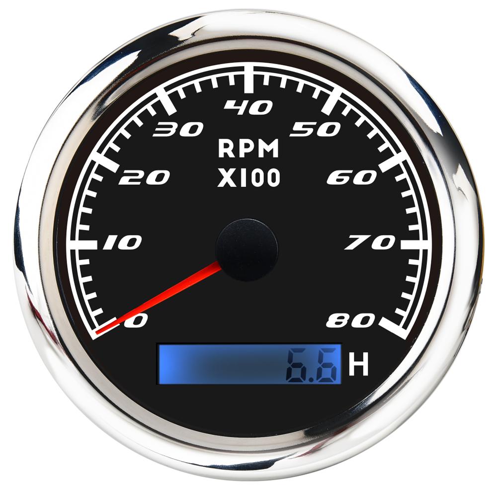 3K-8K Boat Tachometer Marine Tacho Meter Gauge LCD Hourmeter 12V/24V 8000 RPM 85mm Car Tachometer Toerenteller Speedometer Boot