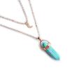 Natural Stone Hexagonal Moon Pendant Double-Layer Necklace - Stylish and Unique