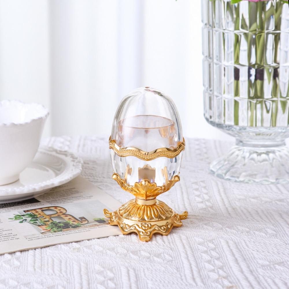 Transparent Toothpick Holder with Base Cotton Swab Organizer Egg Shaped Ornament  Restaurant