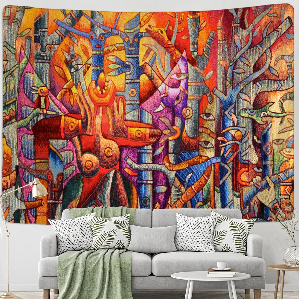 Boho Style Aesthetics Room Home Decoration Sailboat Oil Painting Tapestry Wall Art