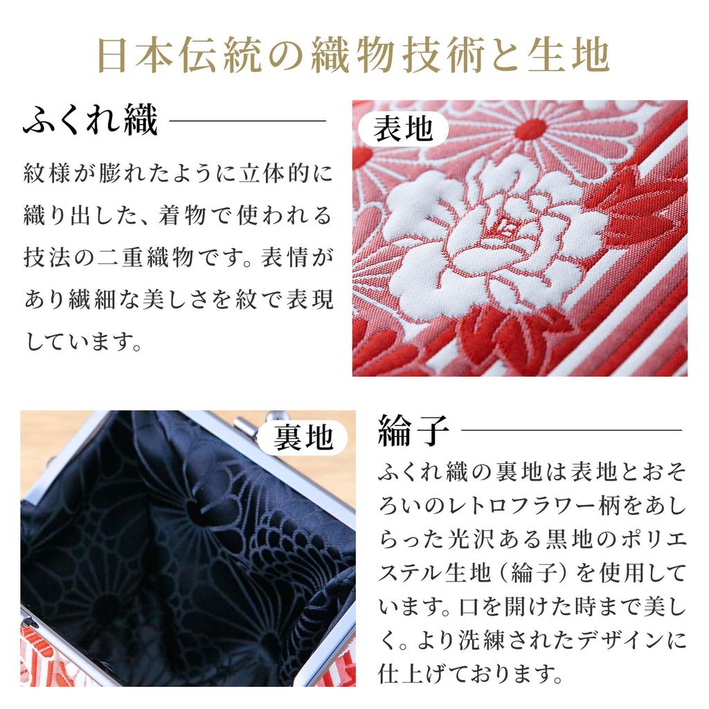 Noren Gamaguchi Purse (Toad-shaped coin purse/Fukure-ori - Red) Coin Purse, Compact, Slim, with Pocket, Made in Japan, Japanese Pattern, Women's