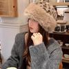Winter Leopard Plush Ear Protection Cap Windproof Keep Warm Headgear Fluffy Fur Fisherman Hat  Outdoor Warm Brimless Caps