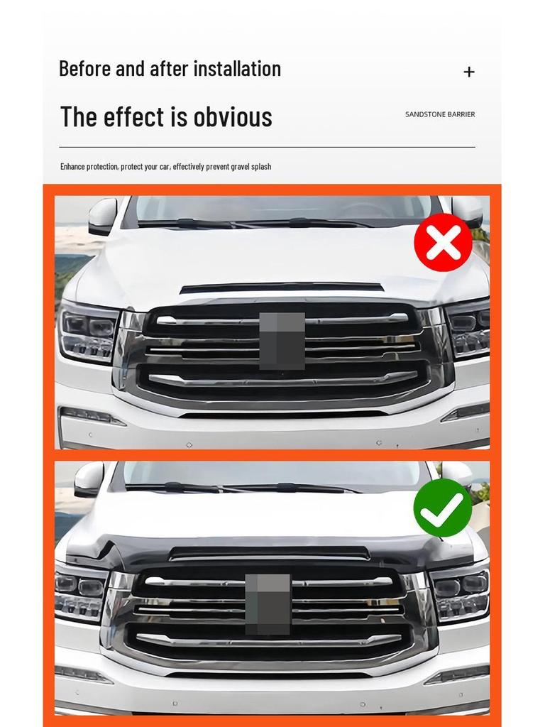 Black Hood Sand and Stone Guard for Mazda BT50 - Car Protective Modification Part