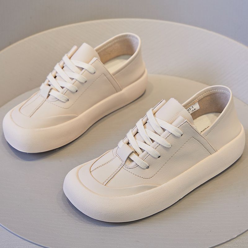 

Модные GKTINOO Натуральная кожа Шнуровка Белые туфли для женщин Балетки Каблук Мягкая подошва Кроссовки Обувь Роскошь Повседневная мода Туфли с большой головкой 40