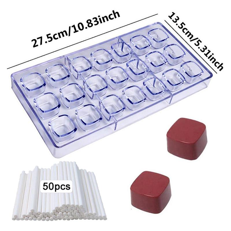 Chocolate Mold Plastic Lollipop Paper Stick Household Kitchen DIY Baking Tool Homemade Candies Rectangle Heart-shaped TMZ