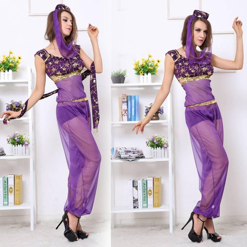 Dance Indian Halloween Costume Arabian Princess Purple Performance Dress Cosplay