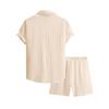 Men's Summer Color Short Sleeve Button Lapel Shirt Shorts Set