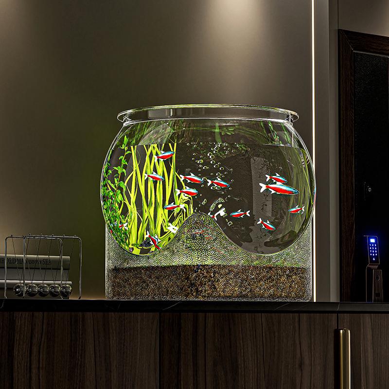 Transparent PET Material Wear-Resistant Desktop Hydroponic Goldfish Tank - Durable and Varied Styles