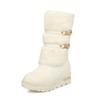 Waterproof Winter Shoes Women Platform Snow Boots Warm Fur Plush Casual Wedge Mid-Calf Boots Girls Black White Shoes Ladies33-43