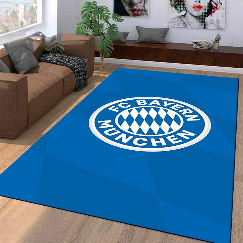 Blauer Teppich mit FC Bayern München Logo für Schlafzimmer oder Wohnzimmer Geeignet für die Verwendung als Antirutsch für Wohnzimmer Schlafzimmer Sofas