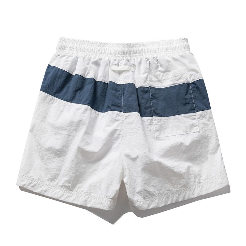 Men's Blue White Stripe Casual Shorts – Elastic Drawstring Waist Nylon Shorts for Summer Daily & Streetwear