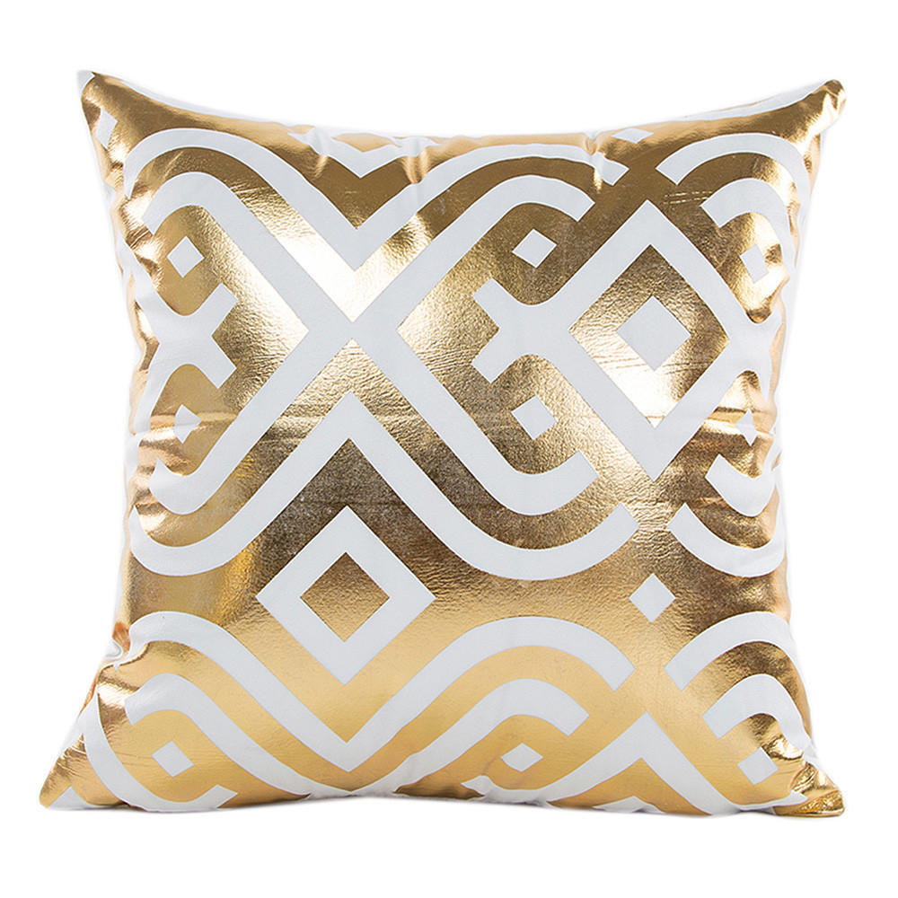 Gold Foil Printing Pillow Case Sofa Waist Throw Cushion Cover Home Decor 