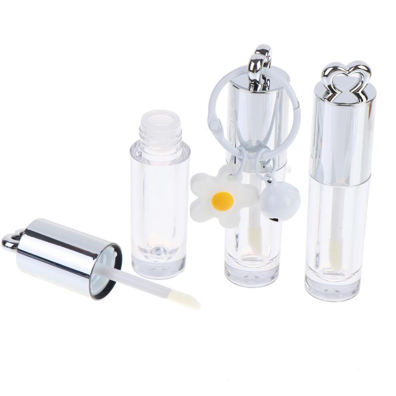1Pcs Silver Heart-Shaped 2.5Ml Empty Lip Balm Tubes Transparent Lip Gloss Tube Container With Cap Cosmetic Sample Container