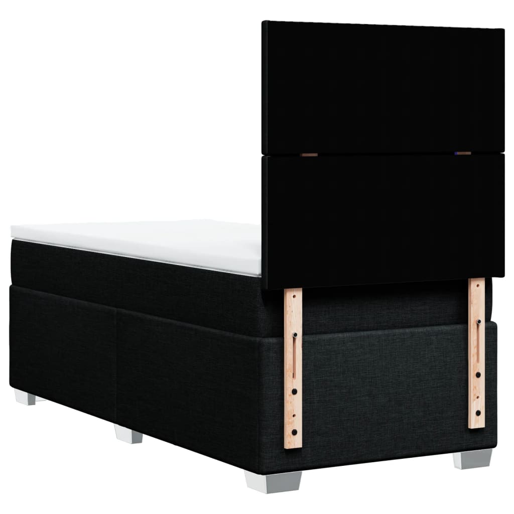 Box Spring Bed with Mattress Black 100x200 cm Fabric