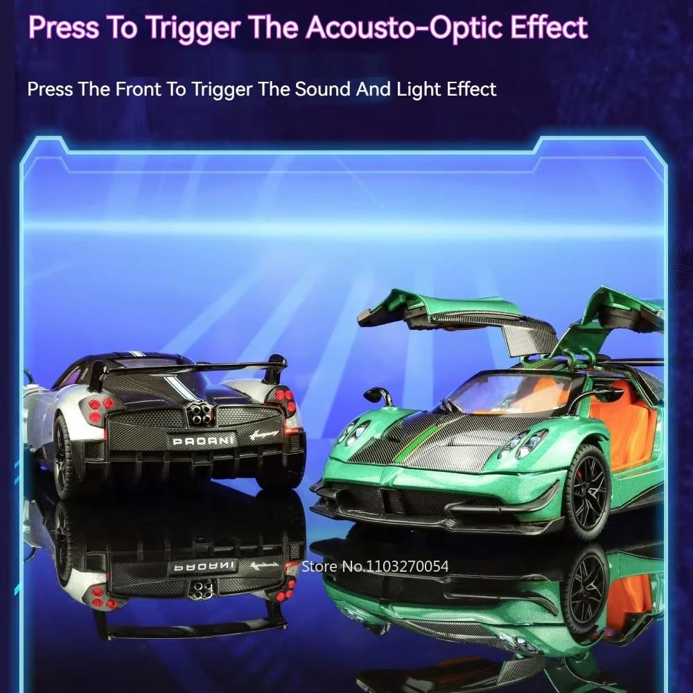 1:24 Pagani Huayra Bc Zonta Alloy Miniature Model Toys Diecast Car Doors Opened Sound Light Pull Back Vehices For Adult Boy Gift