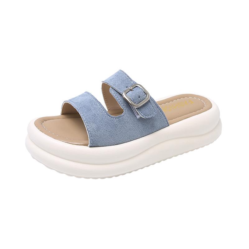 Summer new fashionable versatile cool slippers non-slip beach sandals soft leather thick bottom heightening soft bottom outer slippers