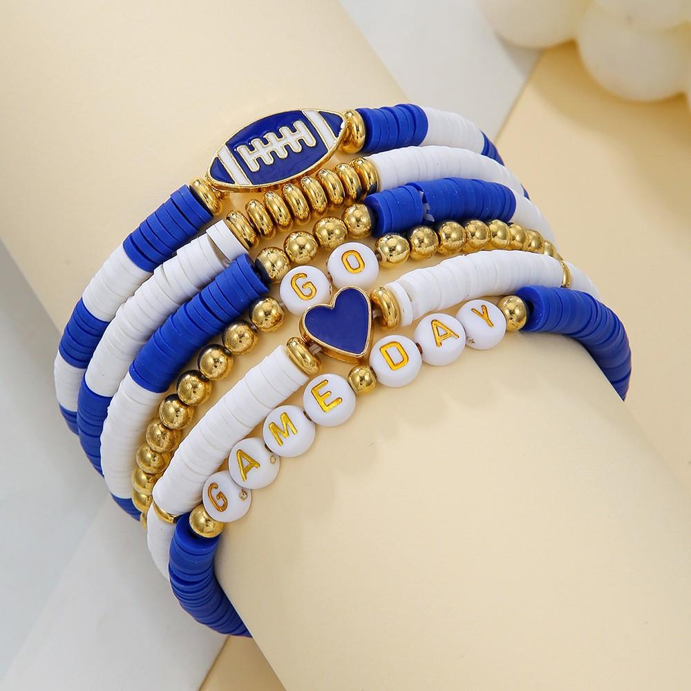 European and American football bracelet set, sports letter bracelet, oil drip alloy pendant jewelry