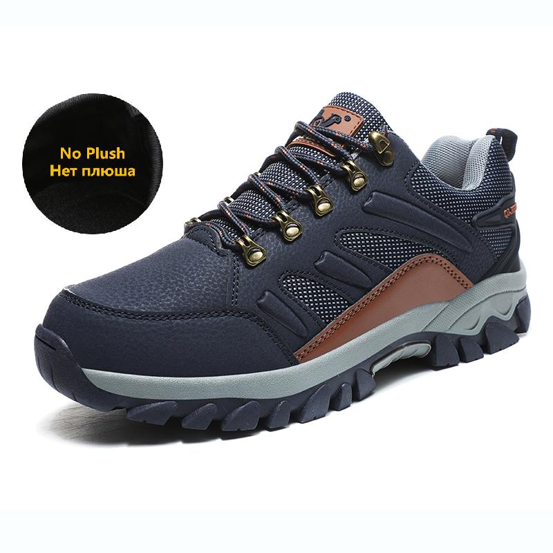 Brand Winter Warm Couple Snow Boots Leather Waterproof Men's Boots Outdoor Rubber Lace-Up Men Hiking Boots Work Shoes Size 36-48