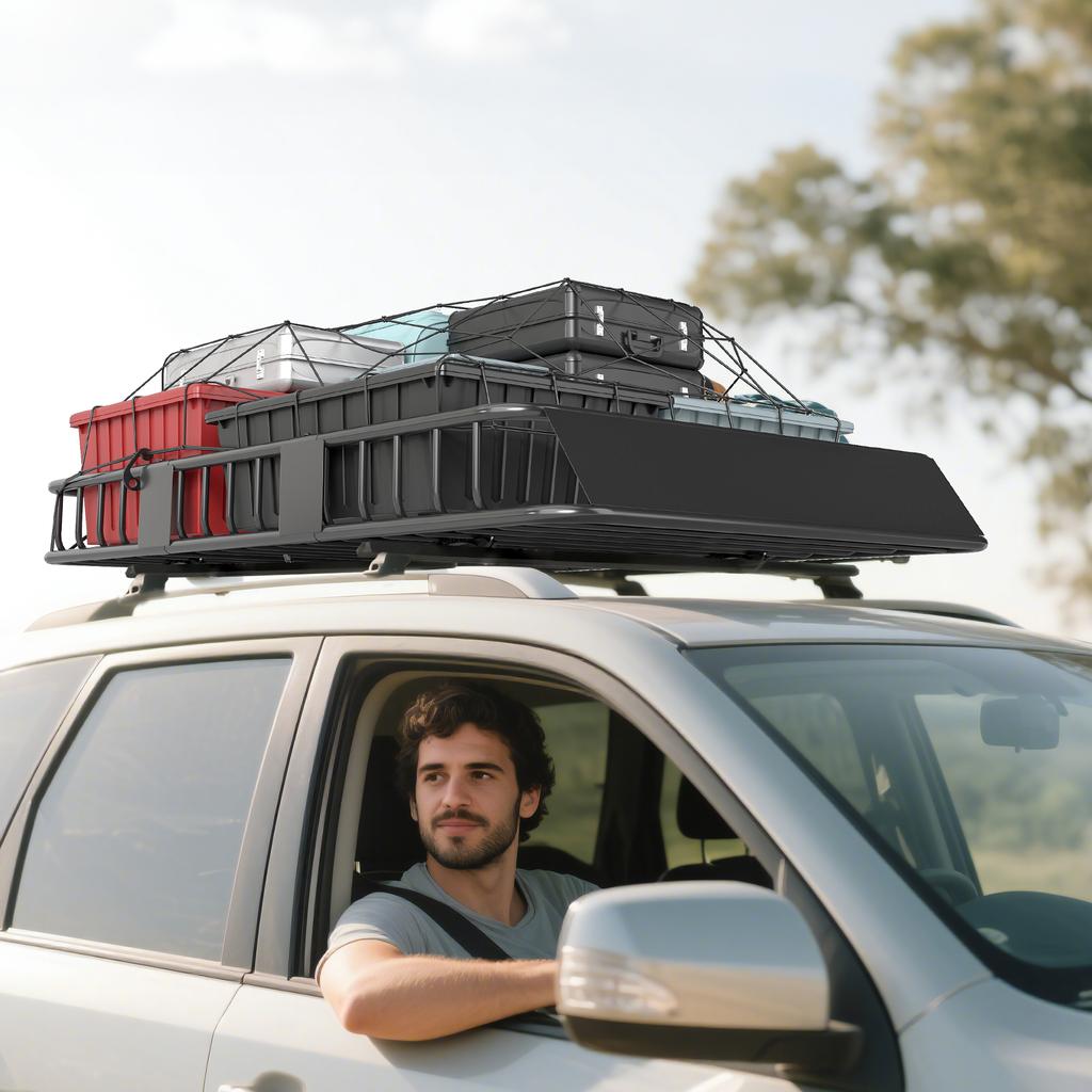 Metal Car Roof Rack, 162x99x16 Cm, Universal, Up To 100 Kg, Luggage Basket, Black