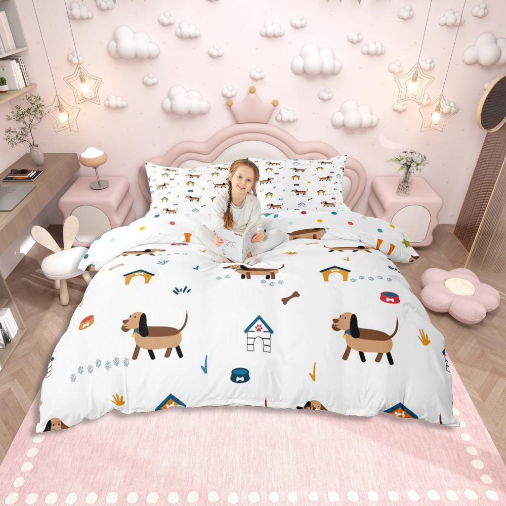 Homewish Juego de Funda Nórdica Princesa Sirena Soñadora Para Niños Juego de Cama Castillo de Cuento de Hadas Juego de Cama Reversible Escama de Pez Morada