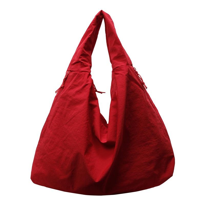 

Сумка через плечо большой вместимости, сумка для покупок, новая однотонная простая нейлоновая сумка, дорожная сумка, повседневная тканевая сумка красный